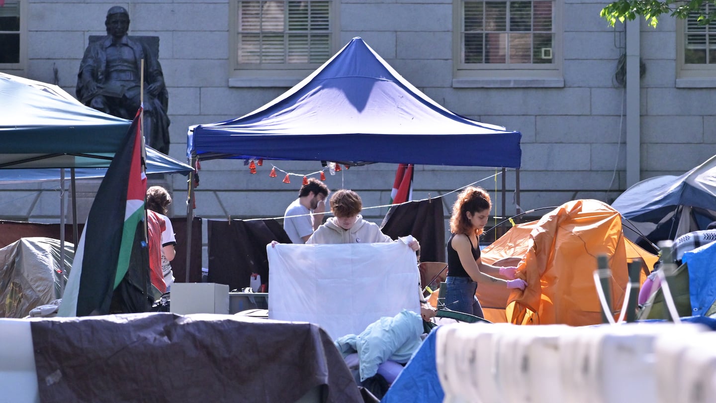 Harvard students broke down their encampment on Harvard Yard on May 14.