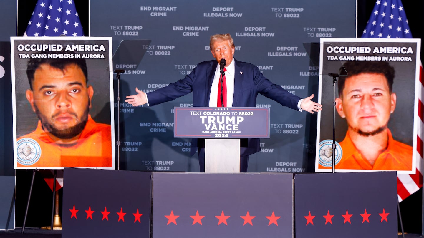 Former president Donald Trump speaks at a rally at the Gaylord Rockies Resort and Convention Center on October 11, 2024 in Aurora, Colo.