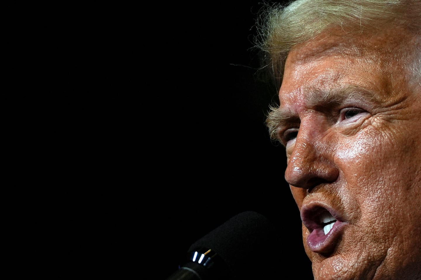 Republican presidential nominee former president Donald Trump speaks during a campaign rally at Grand Sierra Resort and Casino, on Oct. 11, in Reno, Nev.