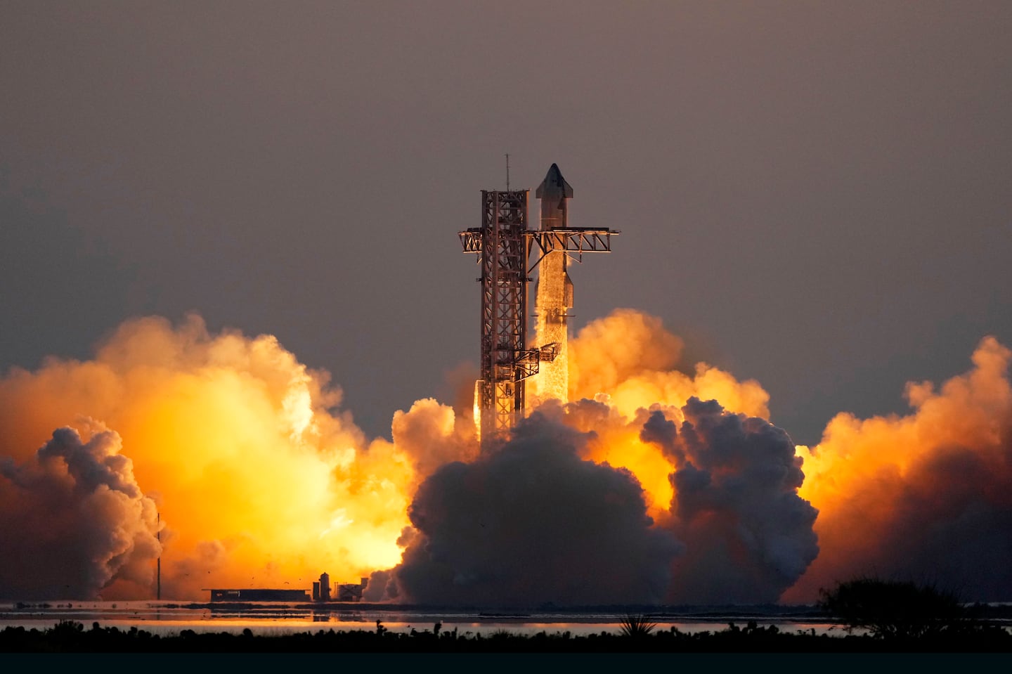 SpaceX's mega rocket Starship lifts off from Starbase for a test flight on Oct. 13 in Boca Chica,, Texas.