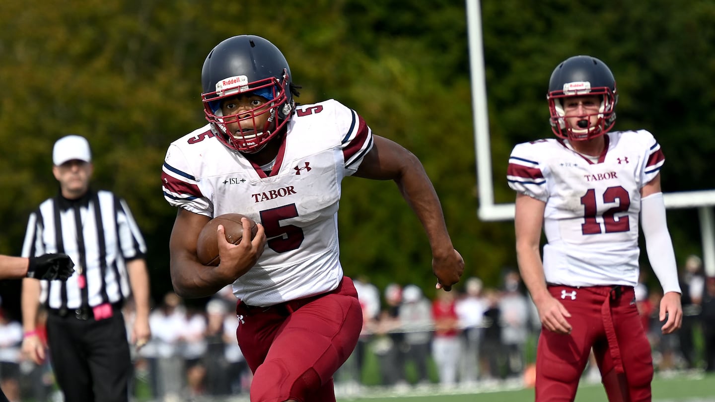 Tabor Academy senior Hugo Djeumeni galloped for 452 yards and five touchdowns on 54 carries vs. St. Sebastian's.