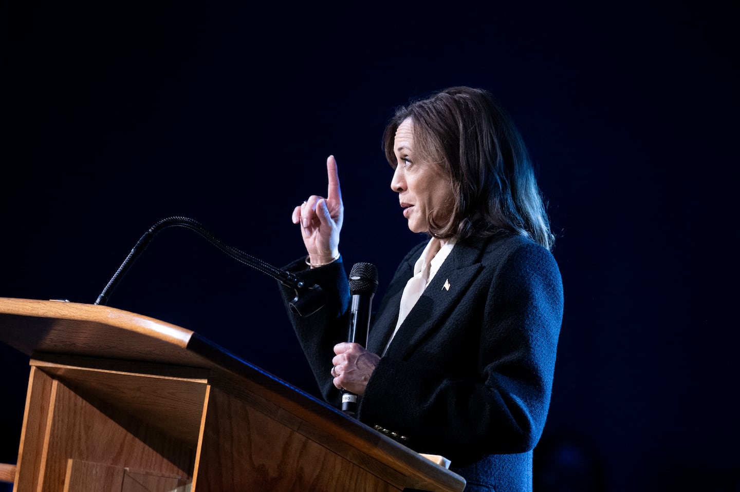 US Vice President and Democratic presidential candidate Kamala Harris speaks during a church service at Koinonia Christian Center in Greenville, North Carolina, on Oct. 13.