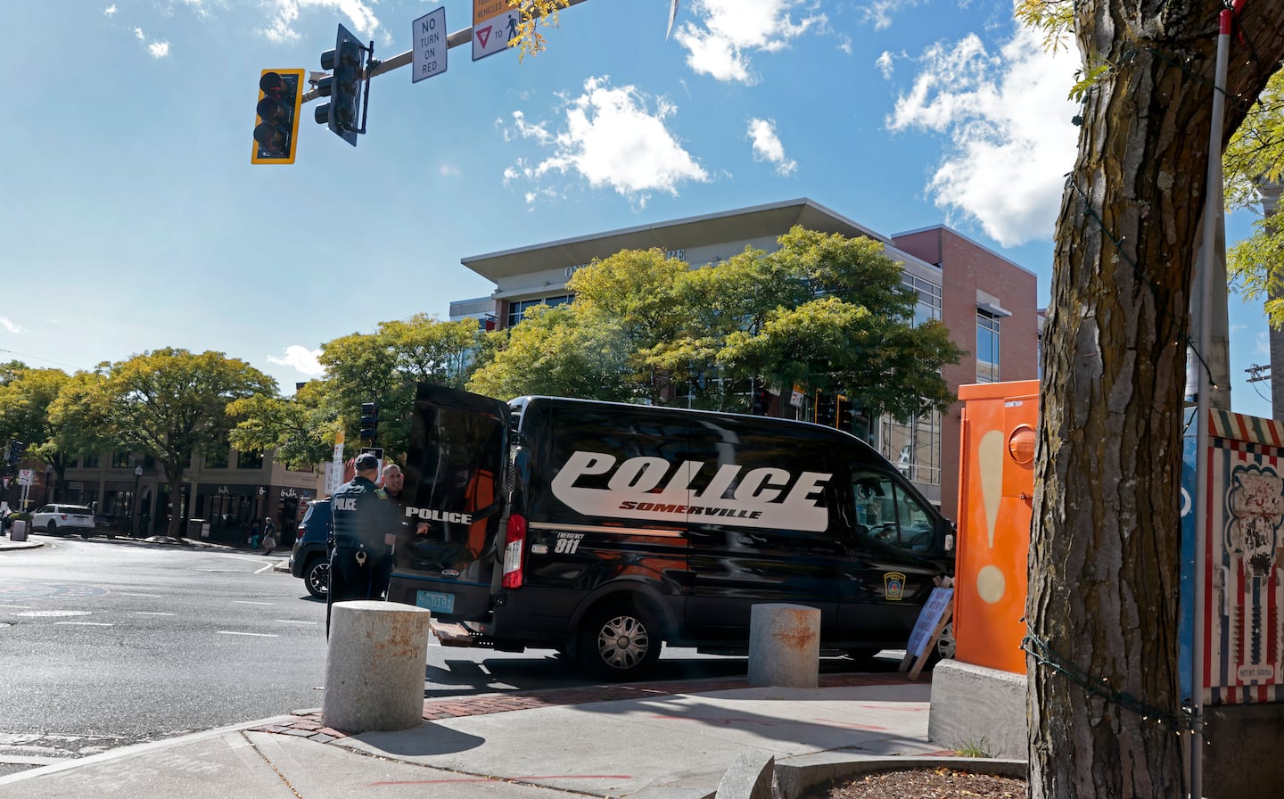 Somerville Police arrested a man with a warrant for assault, who they spotted in Davis Square's Statue Park recently during increased police patrols in the neighborhood amid a spike in its homeless population.