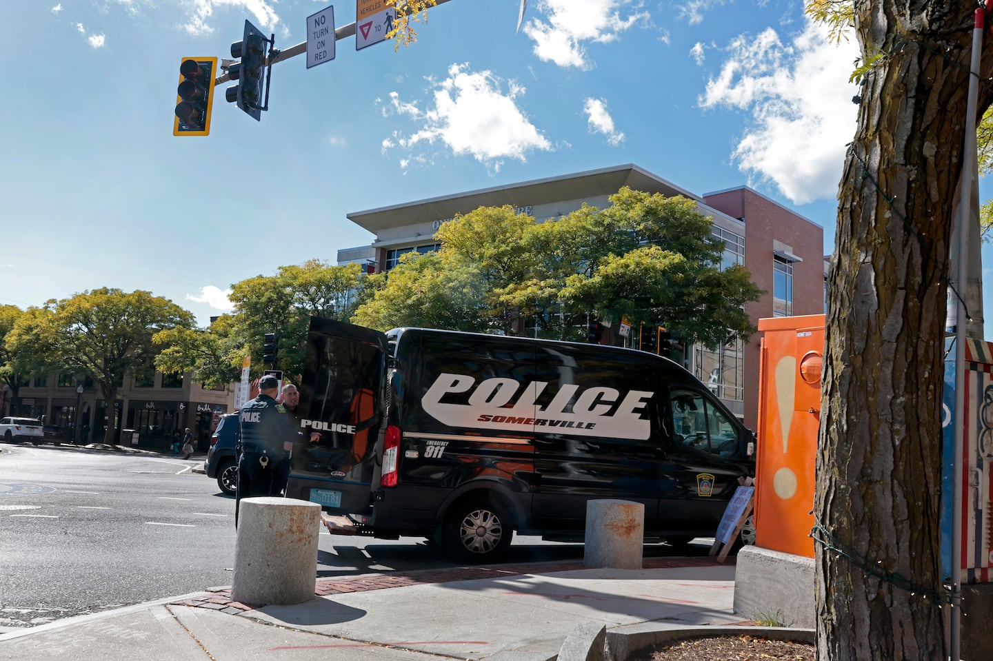 Somerville Police arrested a man with a warrant for assault, who they spotted in Davis Square's Statue Park recently during increased police patrols in the neighborhood amid a spike in its homeless population.