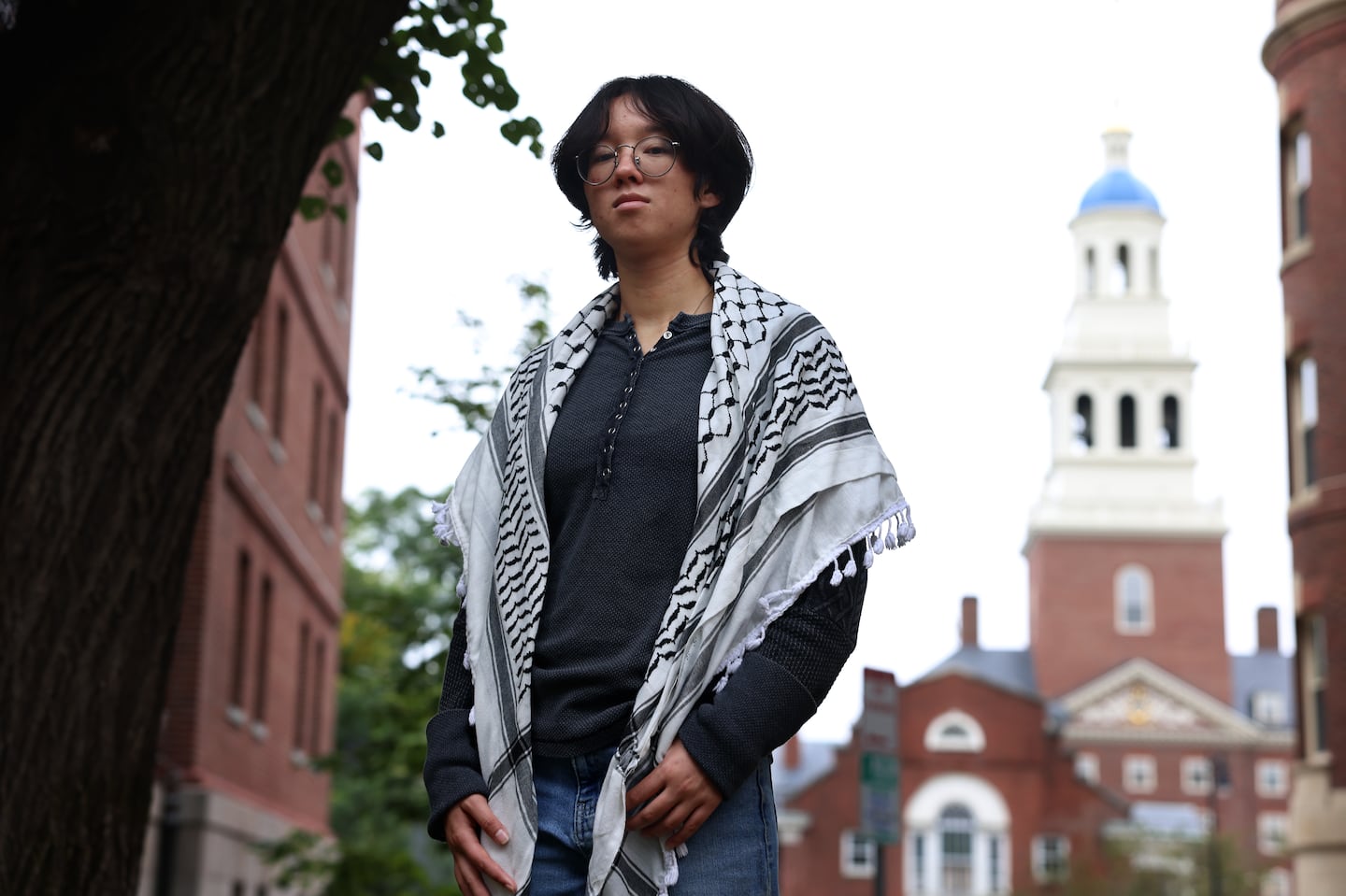 Violet Barron, a leader in the Harvard pro-Palestine encampments who plans to vote third-party, posed for a portrait at Harvard.