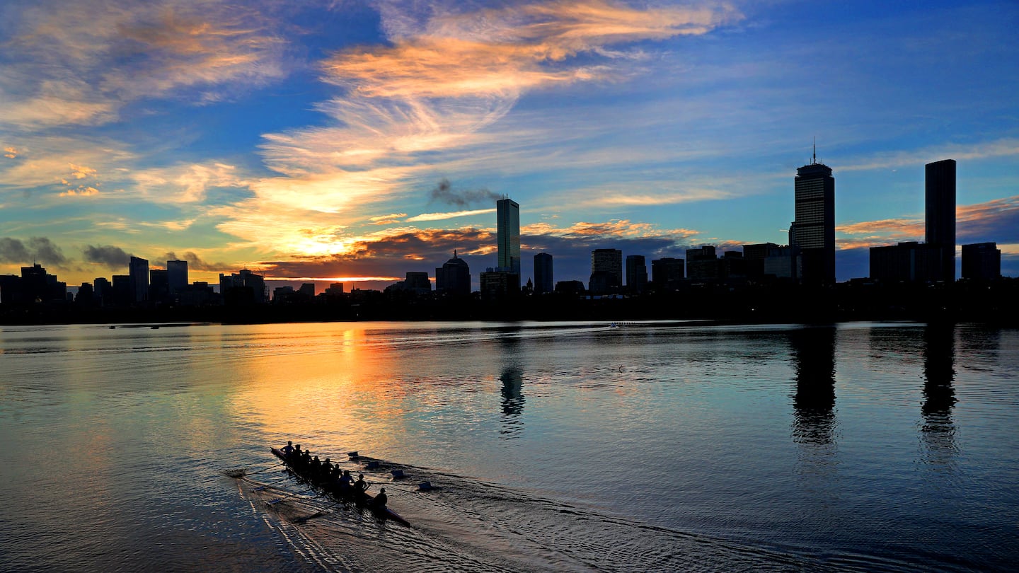 Athletes trained at sunrise on the Charles River ahead of the 2023 regatta.