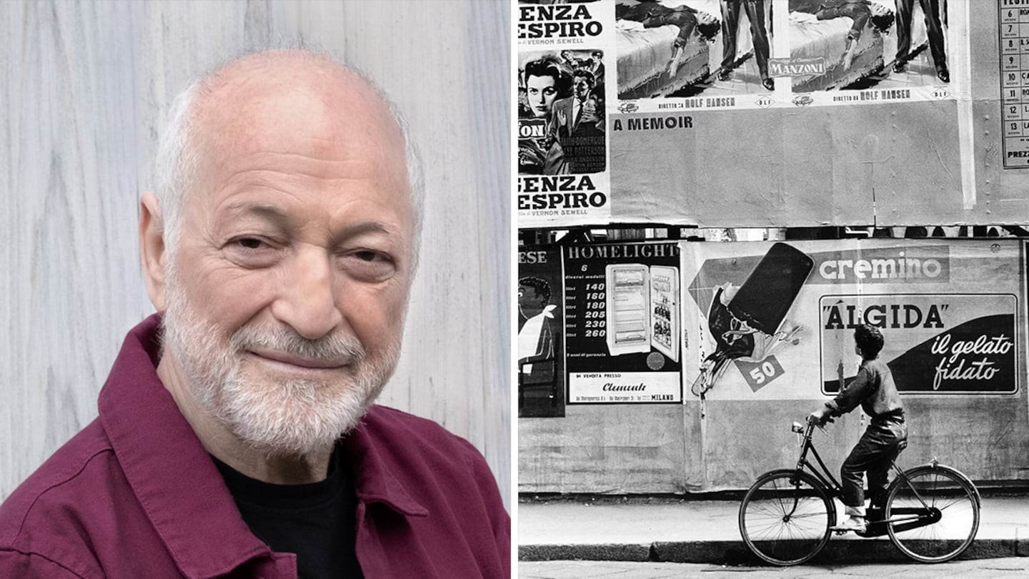 Author André Aciman and the cover of “Roman Year.”