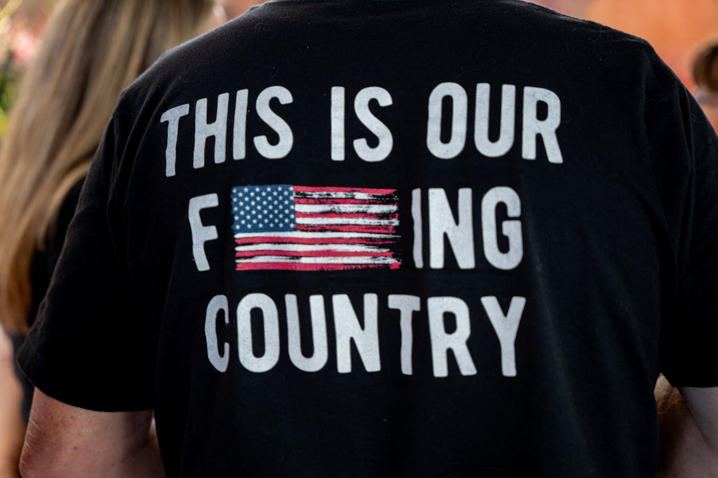 A supporter before attending former president and Republican presidential candidate Donald Trump's campaign rally at Grand Sierra Resort in Reno on Oct. 11.