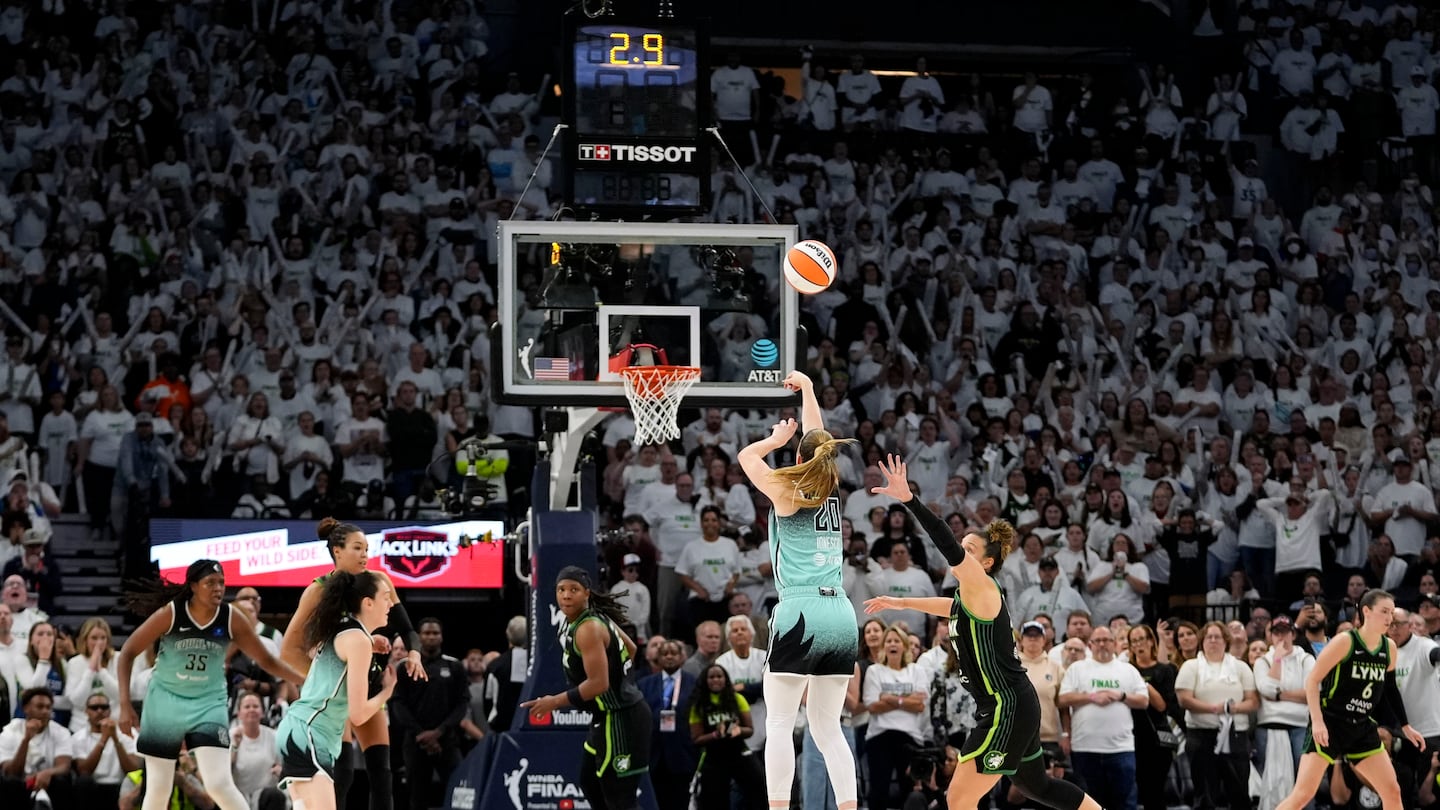 Liberty guard Sabrina Ionescu made a deep go-ahead 3-pointer with one second left as the Liberty moved one win from an WNBA title.