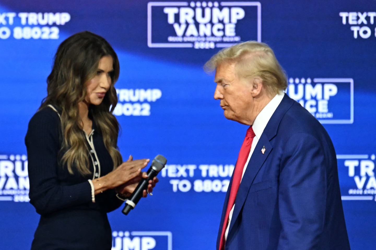 Donald Trump attended a town hall, moderated by Governor Kristi Noem of South Dakota, at the Greater Philadelphia Expo Center and Fairgrounds in Oaks, Pa., on Oct. 14.