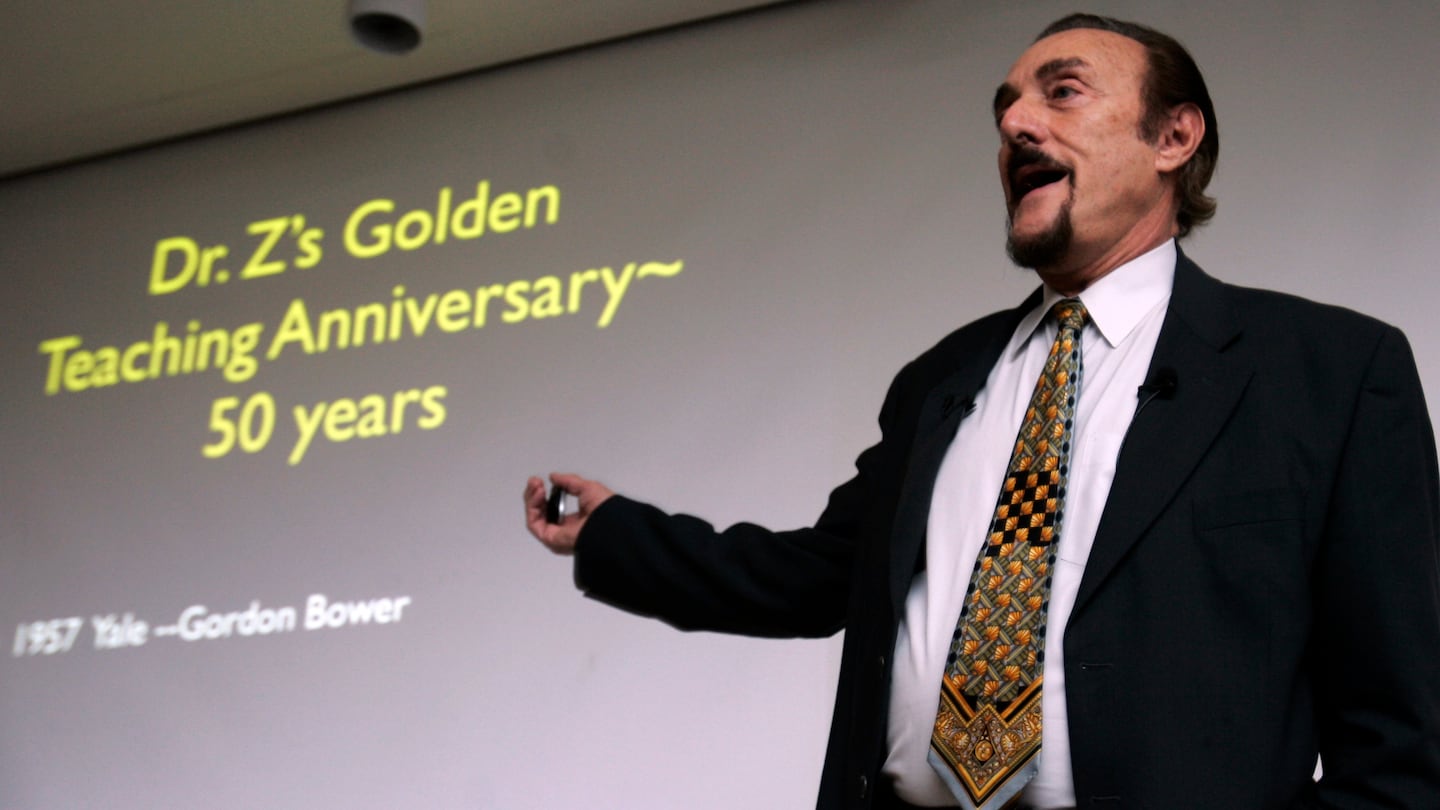 Stanford psychology professor Philip Zimbardo gave his last lecture on the Stanford University campus in Palo Alto, Calif., on March 7, 2007.