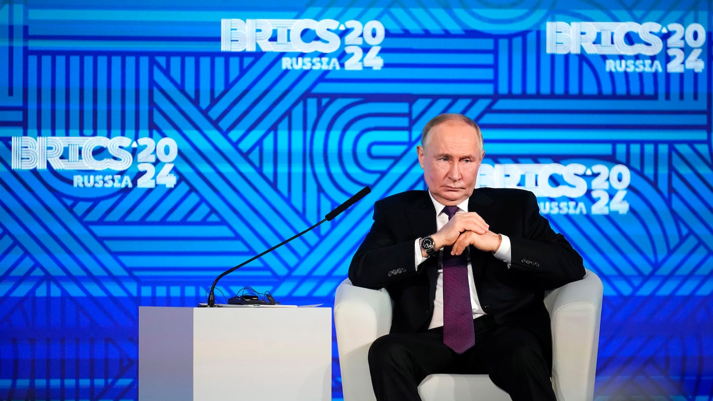 Russian President Vladimir Putin attends the BRICS business forum in Moscow, Russia, on Oct. 18.