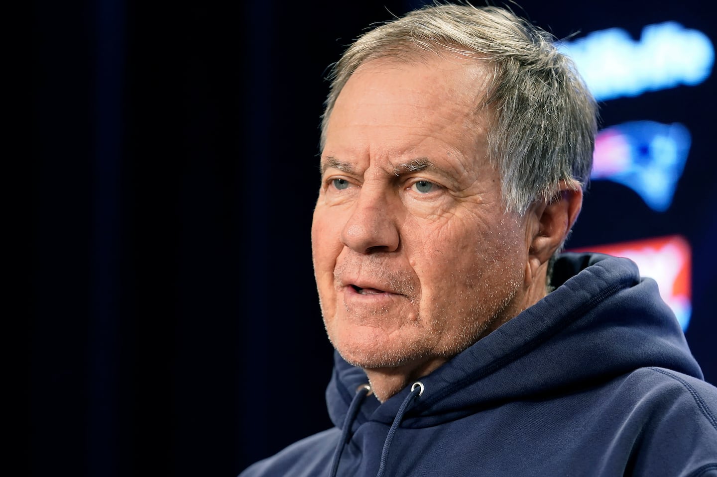 Bill Belichick spoke with reporters on Oct. 27, 2021 in Foxborough.