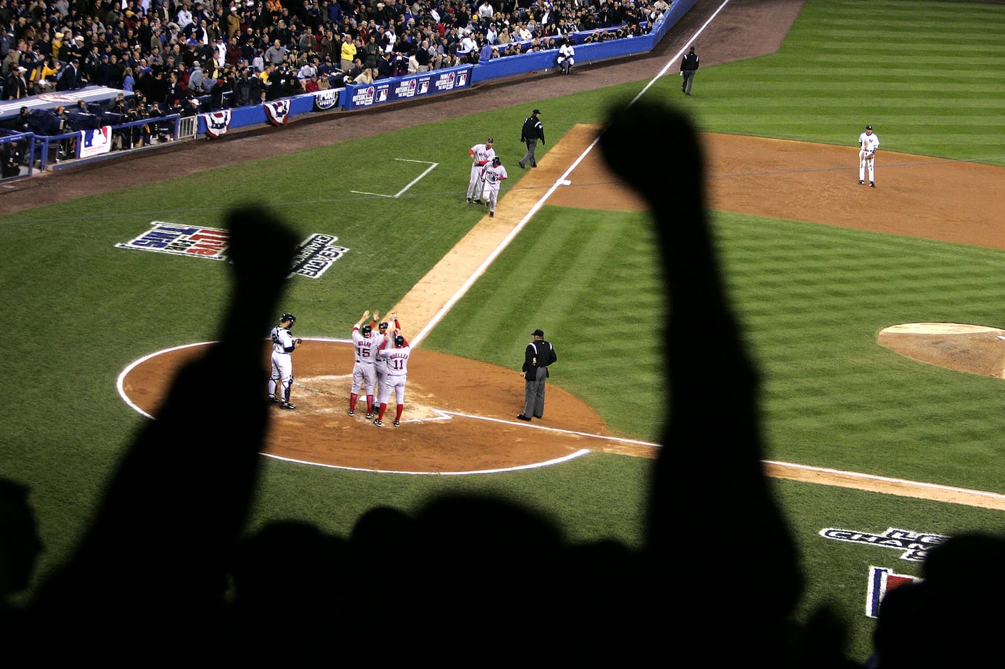 Johnny Damon hit two home runs in Game 7 at Yankee Stadium, including a second-inning grand slam that essentially put the game away.