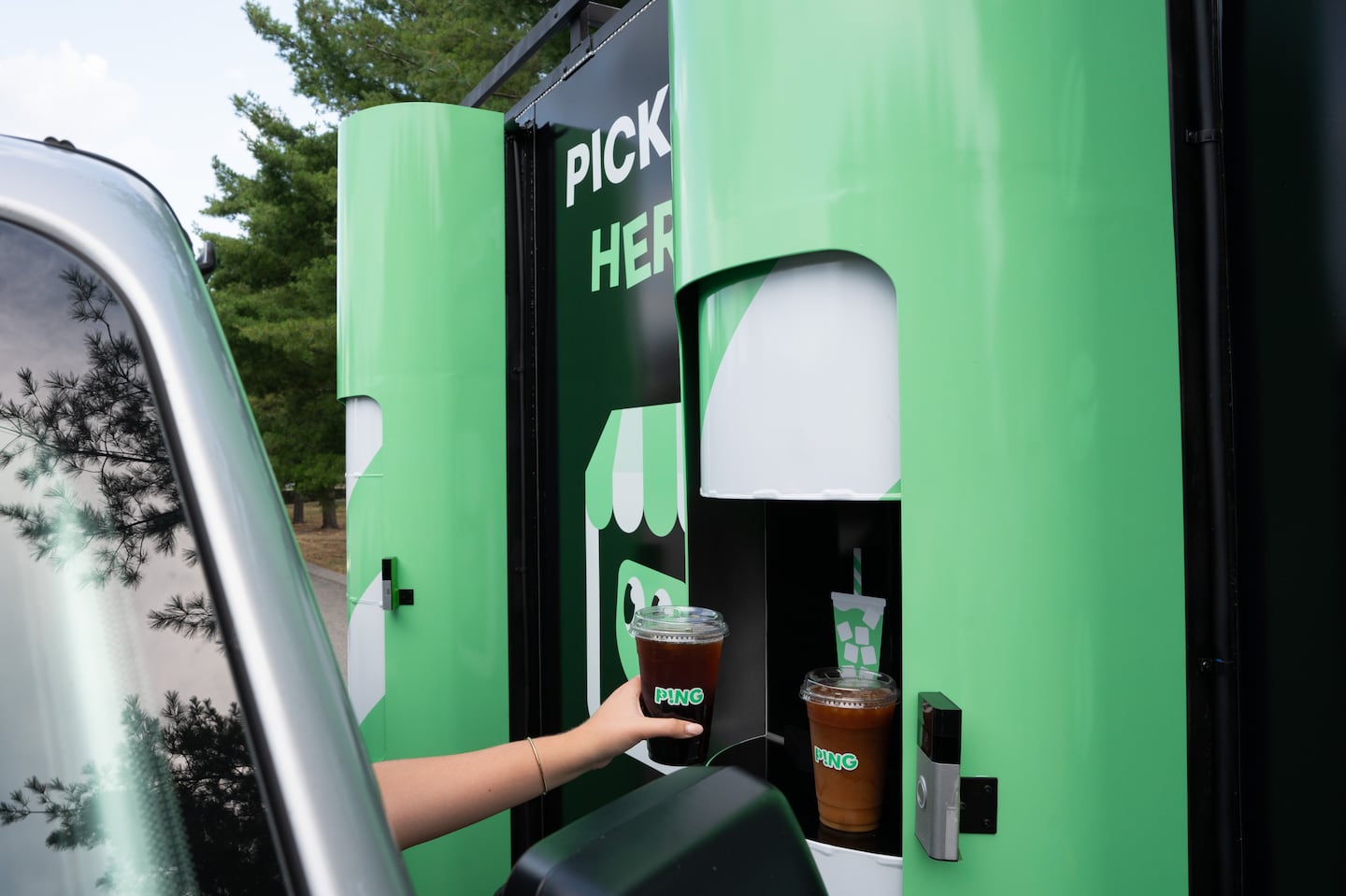 P!ng, an automated coffee drive-through in Lowell, aims to serve beverages quicker than humans can.