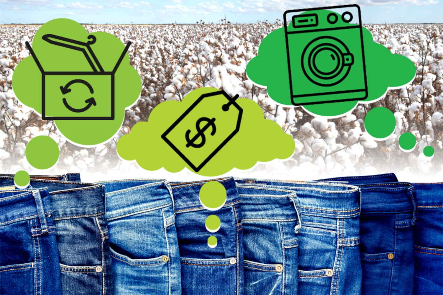 Cotton requires more than double the amount of water to produce than many other common fibers. A single pair of jeans can require the same amount of water the average American household uses in three days.