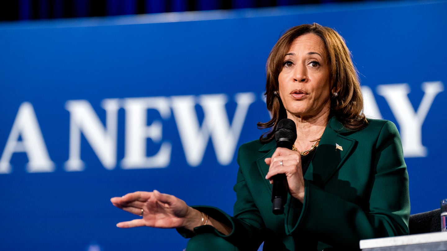 Vice President Kamala Harris, the Democratic presidential nominee, speaks in Royal Oak, Mich., on Monday.