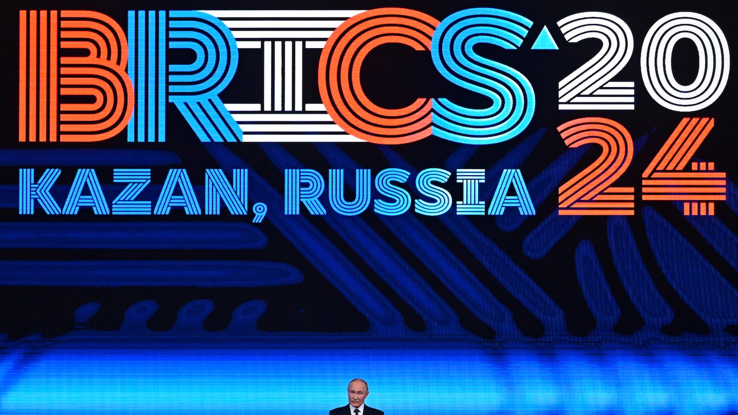 Russian President Vladimir Putin spoke at festive reception of the BRICS Summit in Kazan, Russia, on Wednesday.