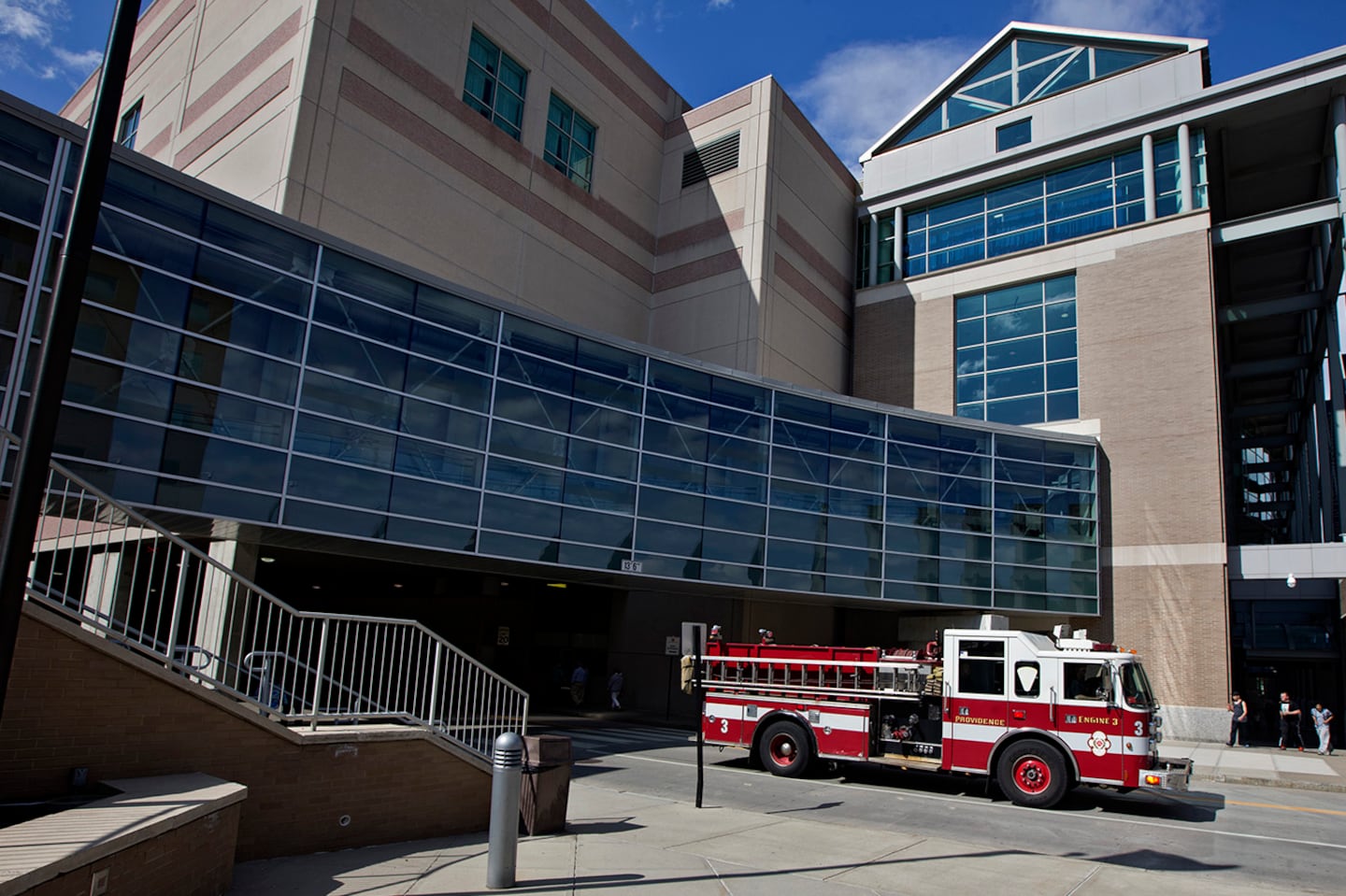 A Providence fire truck outside the civic center in downtown Providence in 2014, now known as the AMP.