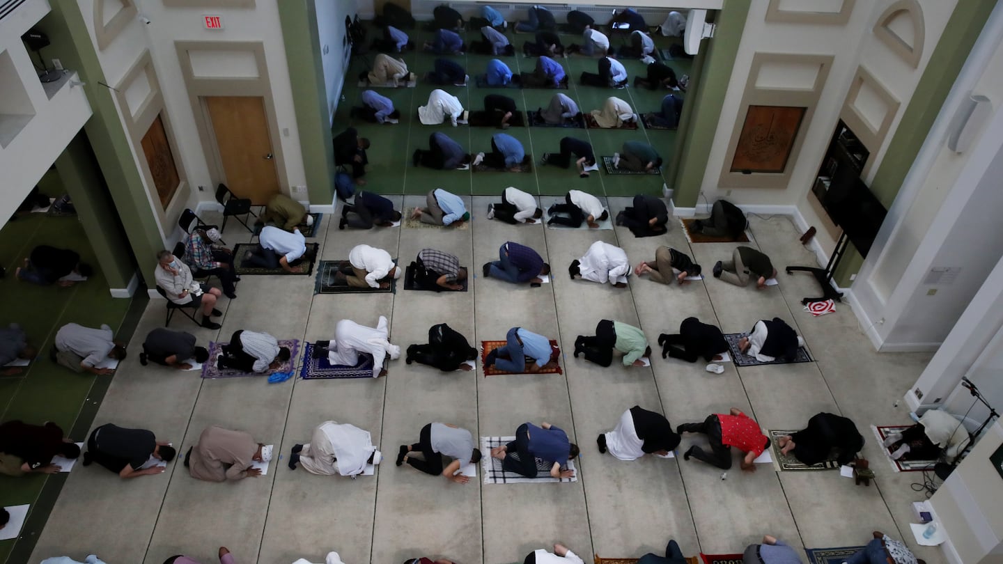 Worshipers attended Friday prayer at the Islamic Society of Boston Cultural Center in Boston in 2021.