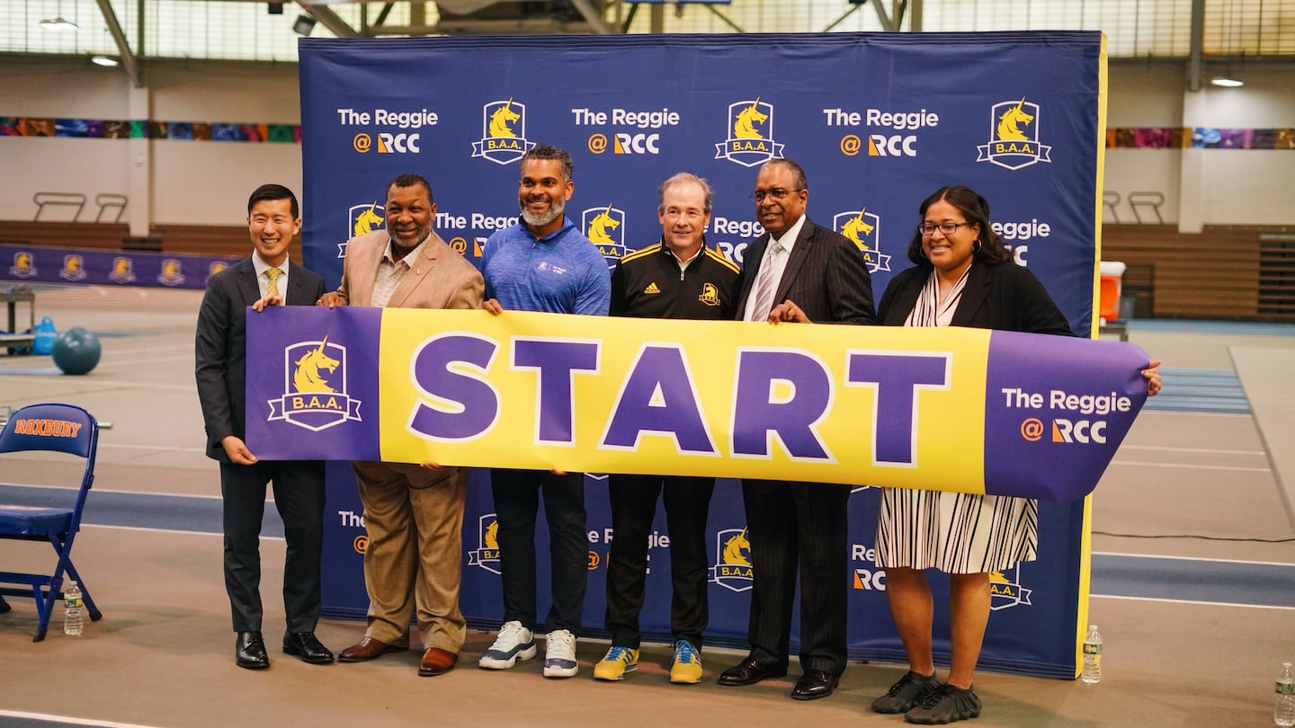 From left: Mayor Michelle Wu's senior adviser for partnerships Stephen Chan, Suffolk County Sheriff Steven Tompkins, RLTAC executive director Michael Turner, BAA CEO Jack Fleming, RCC president Jonathan J. Jefferson, and state Representative Chynah Tyler.