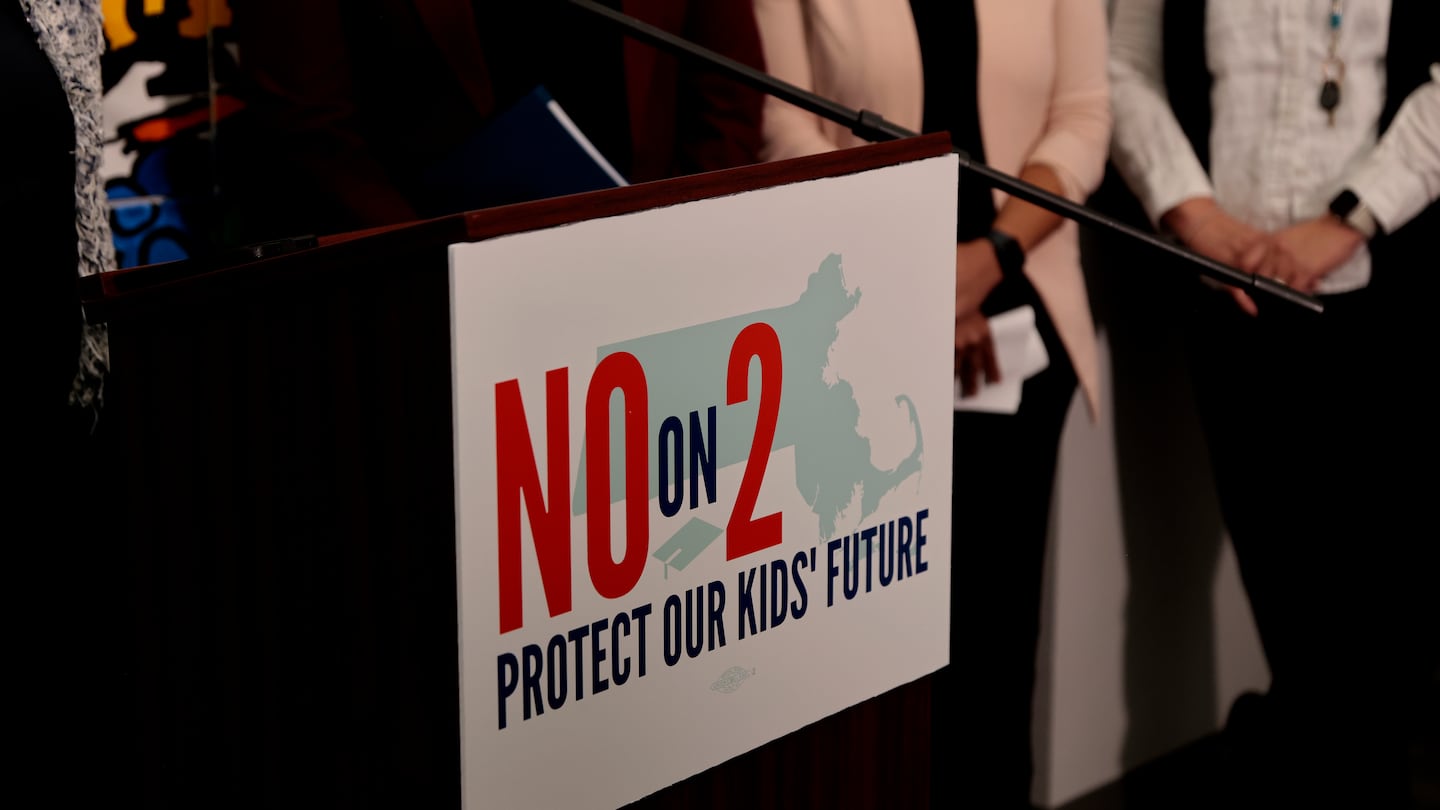 Officials, including Governor Maura Healey, held a press conference to detail their opposition to Question 2, which would eliminate the MCAS as a graduation requirement.