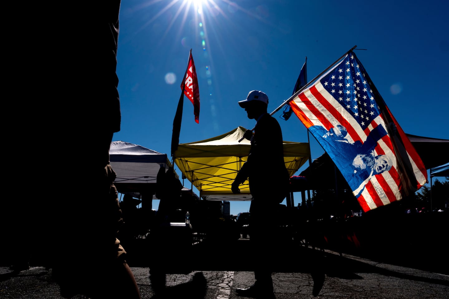 Supporters of Republican presidential nominee former president Donald Trump arrived before a campaign rally at Greensboro Coliseum Oct. 22 in Greensboro, N.C.