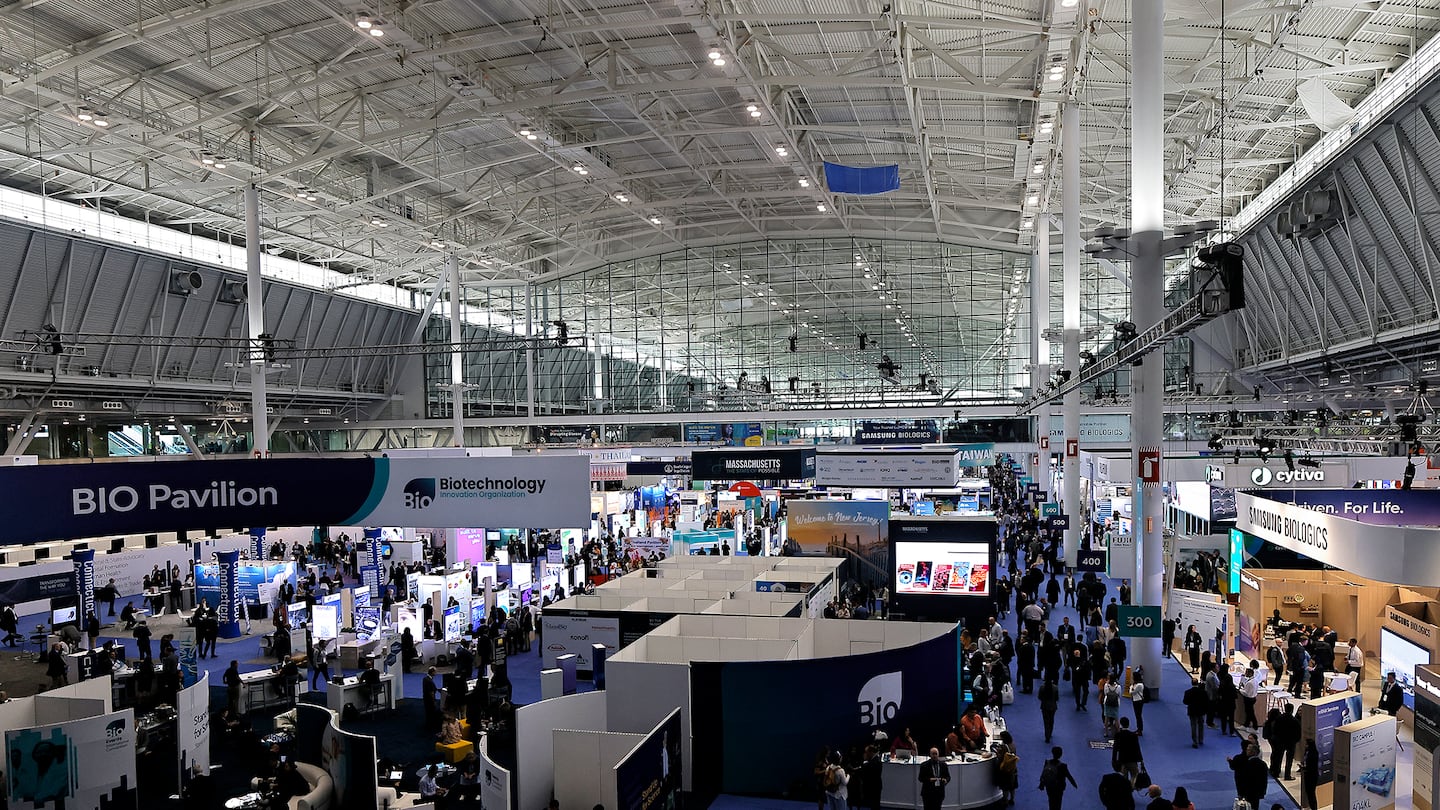 Attendees strolled the expo hall at the BIO International Convention at the Boston Convention & Exhibition Center in 2023.