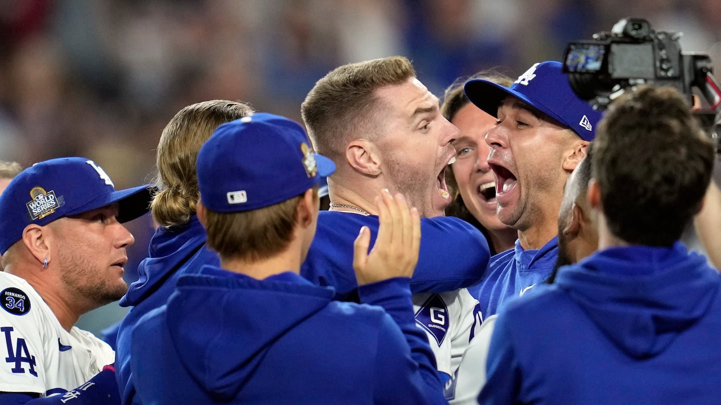 Freddie Freeman let loose after winning Game 1 of the World Series with a walkoff grand slam.