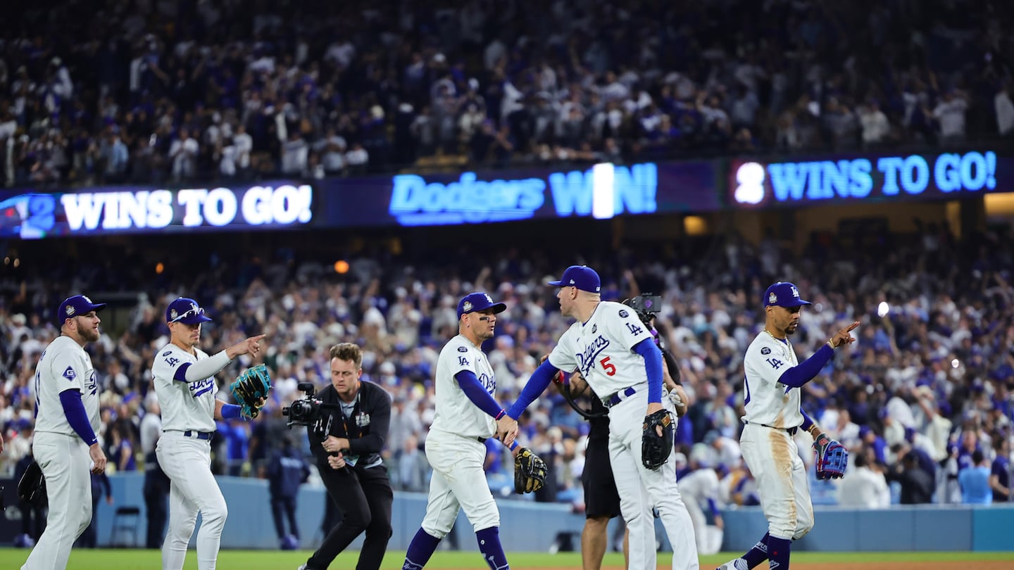 It was far from a perfect Game 2 for Freddie Freeman (5) and the Dodgers, but they're halfway to their first full-season World Series championship since 1988 after winning on back-to-back nights at home.