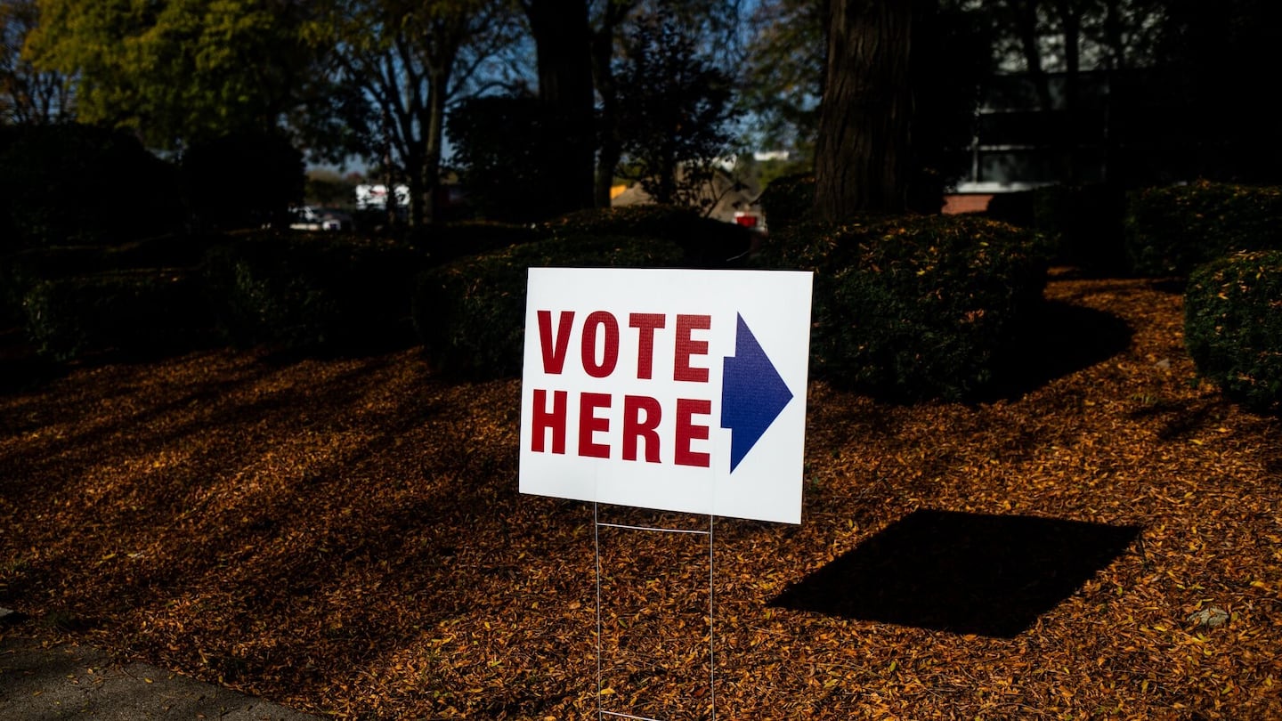 An early voting sign outside a polling station in Detroit.