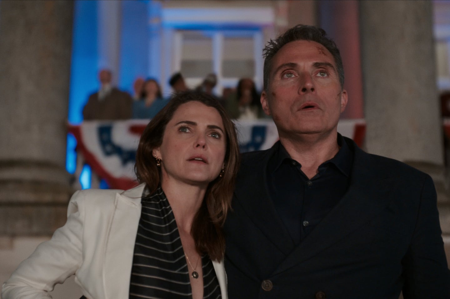 Keri Russell and Rufus Sewell in "The Diplomat."