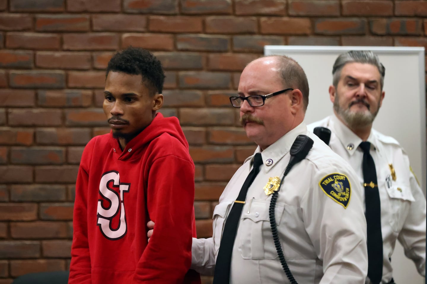 Cory Alvarez at a detention hearing in Hingham District Court on March 22.