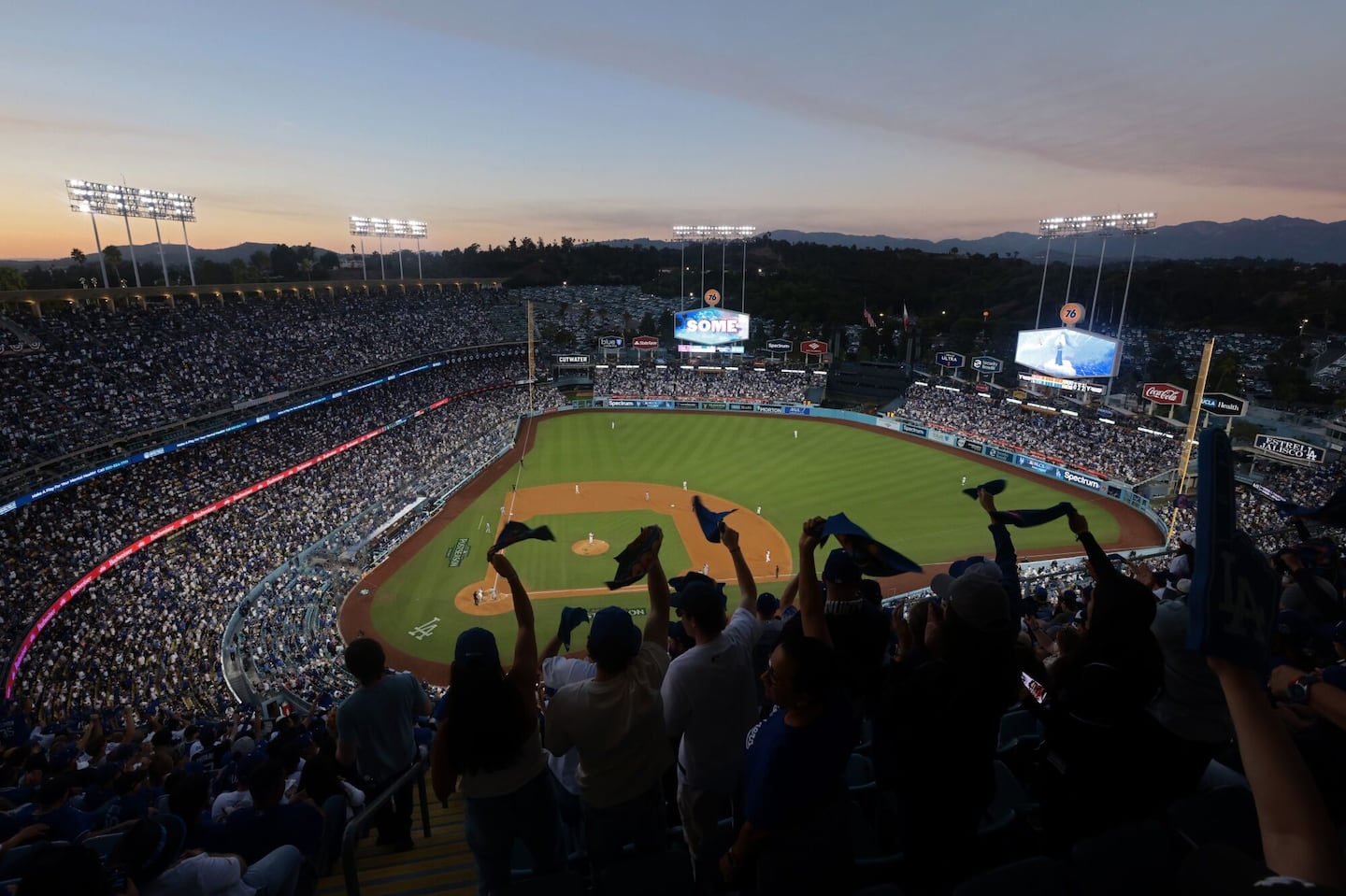 Dodger Stadium in Los Angeles, where Games 1 and 2 of the World Series will be played Friday and Saturday.