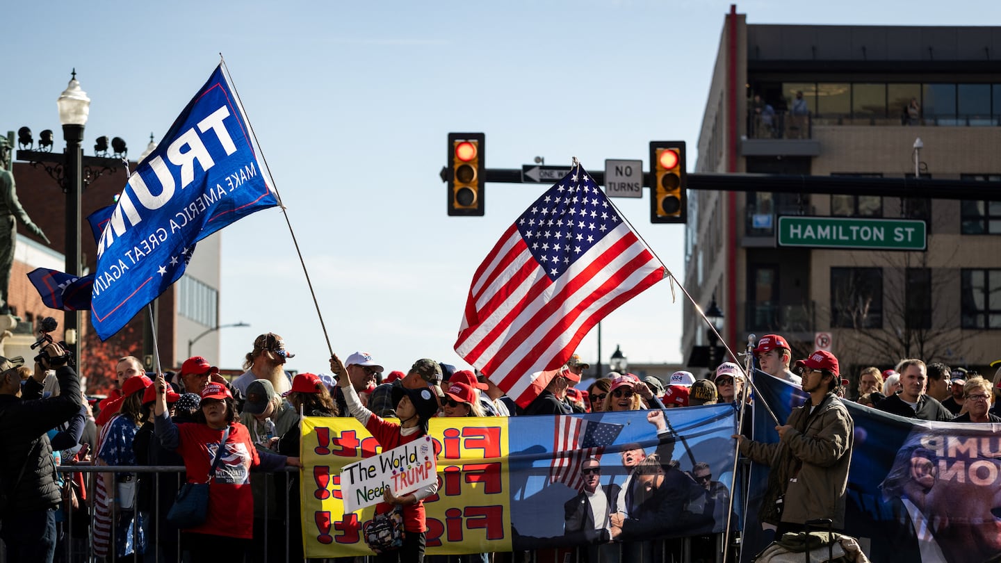 Supporters of Republican presidential nominee Donald Trump began lining up early outside of the PPL Center ahead of his campaign rally in Allentown, Pa.