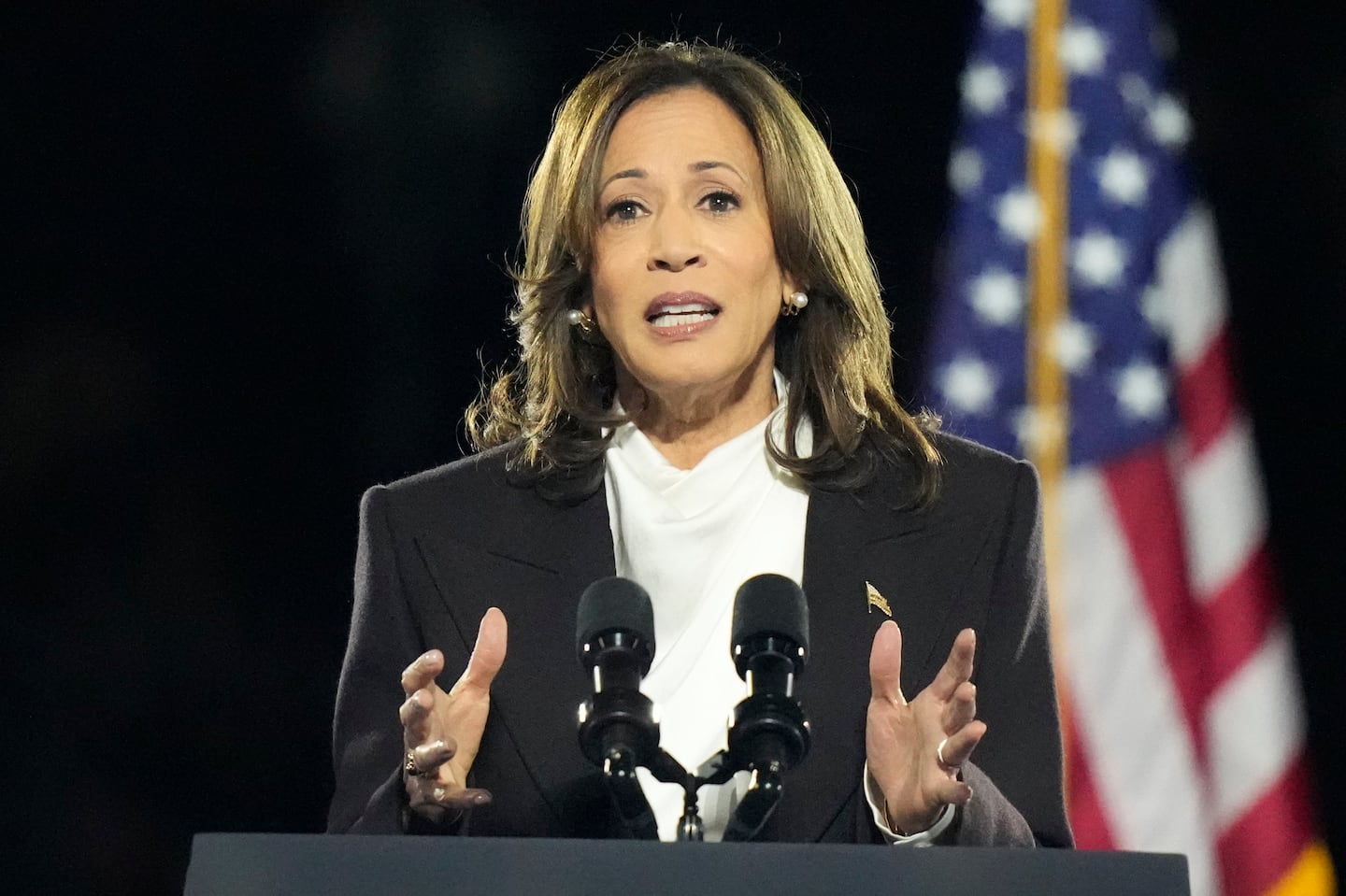 Vice President Kamala Harris delivers remarks during a campaign event at the Ellipse near the White House in Washington, on Oct. 29.