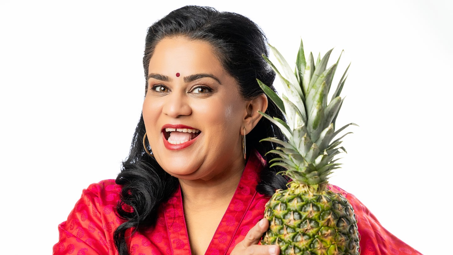 Zarna Garg with her trademark pineapple.