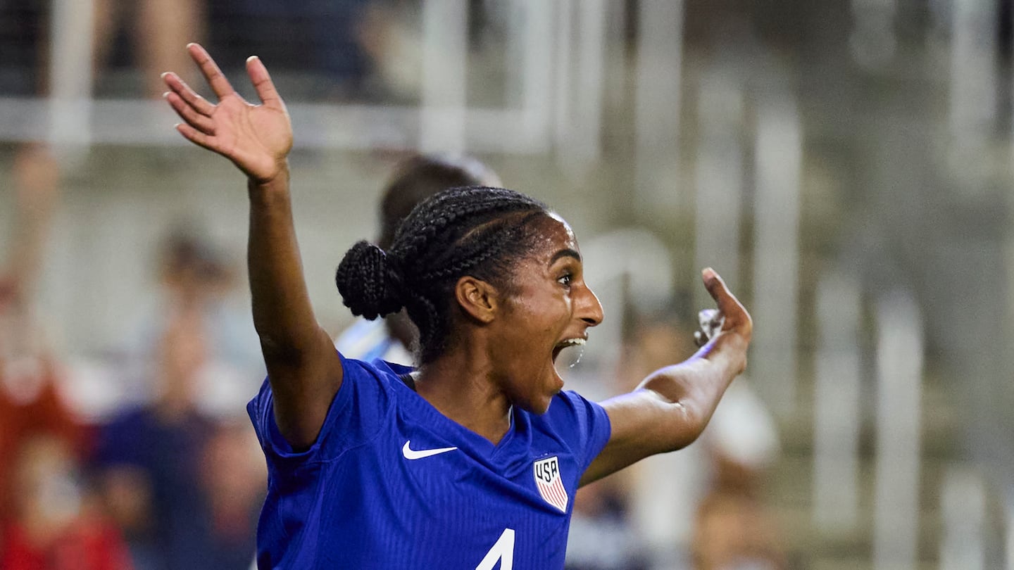 Defender Naomi Girma scored her first two international goals in Wednesday's match in Louisville, Ky.