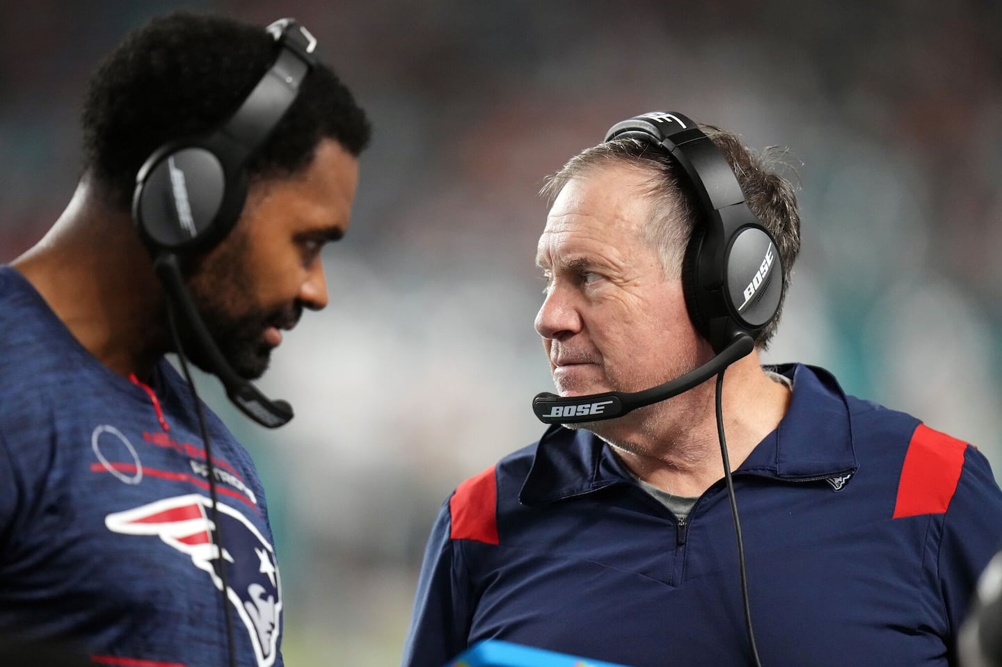 Jerod Mayo (left) has taken his fair share of criticism, but some of the sharpest has come from the man he replaced as Patriots coach, Bill Belichick.