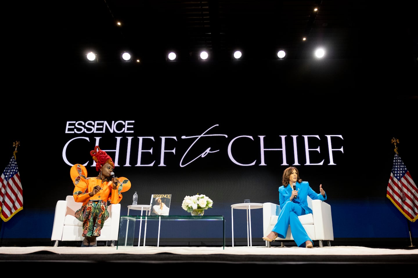 Essence magazine CEO and president Caroline A. Wanga spoke with Vice President Kamala Harris in July at the Essence Festival of Culture in New Orleans.