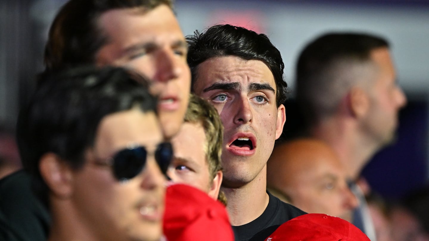 Supporters sung the national anthem before former president Donald Trump addressed a campaign rally in Greenville, North Carolina, on Oct. 21.