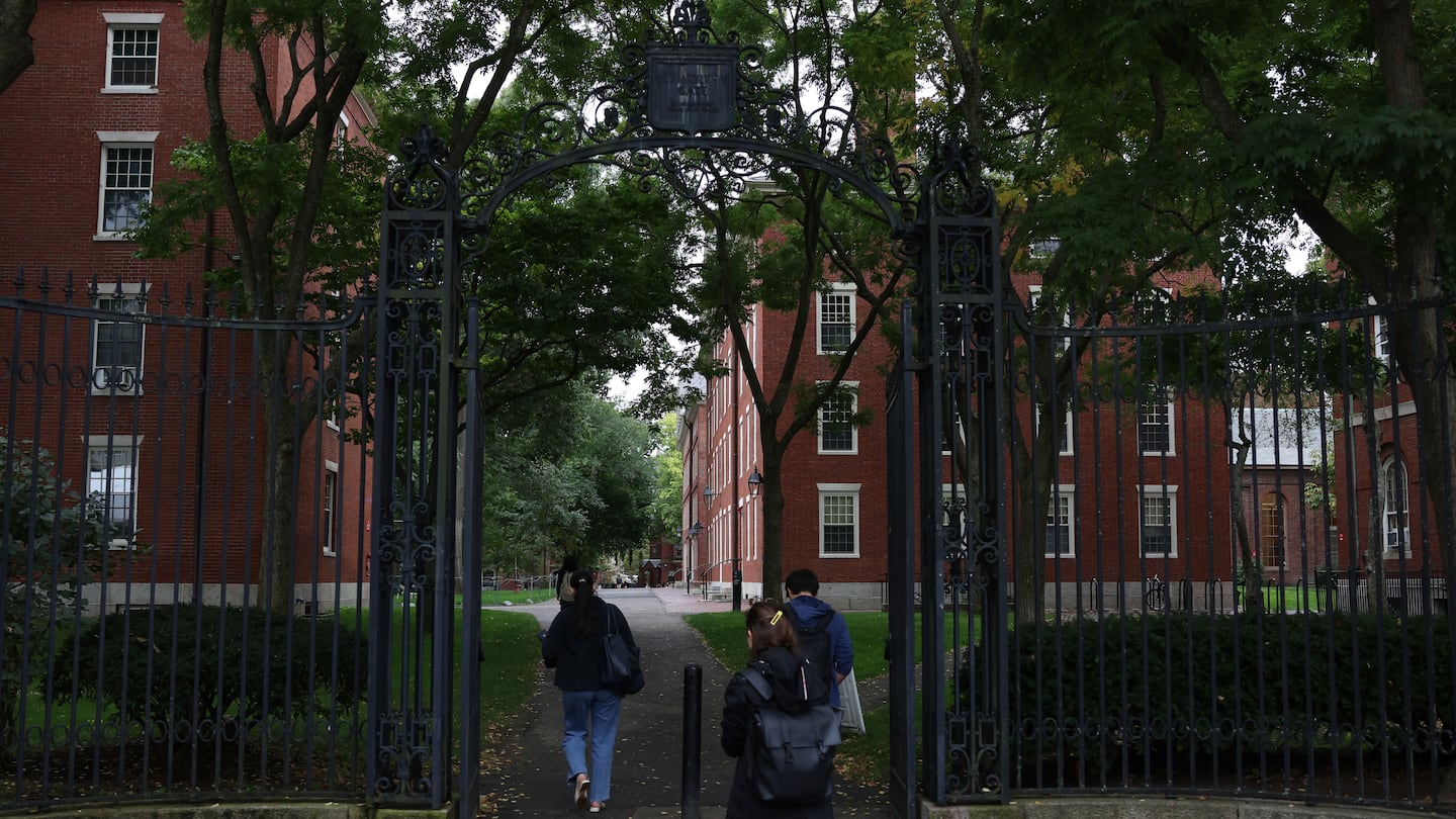 People entered Harvard Yard.