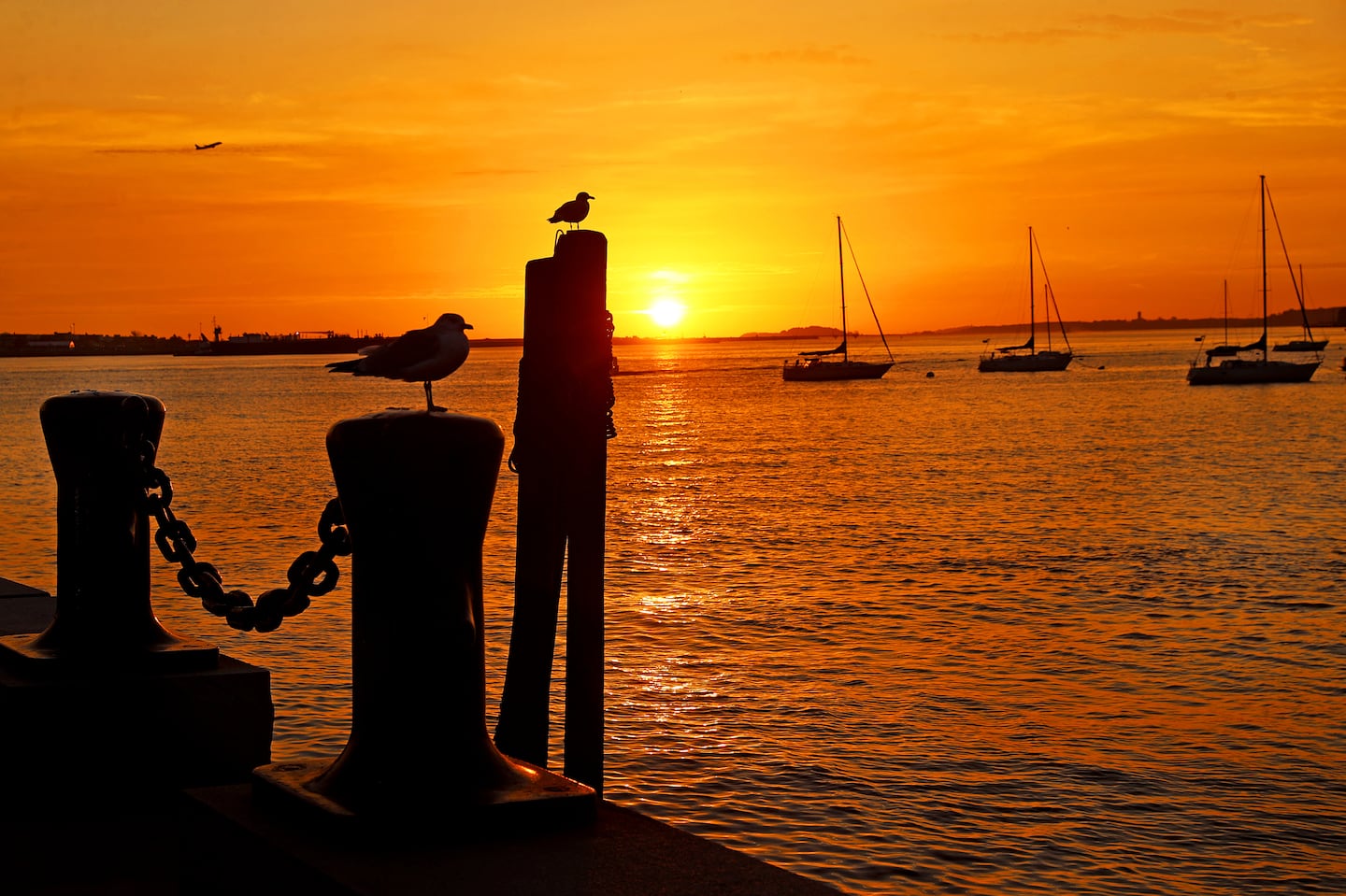 A morning  sunrise viewed from Long Wharf in Boston on Friday.