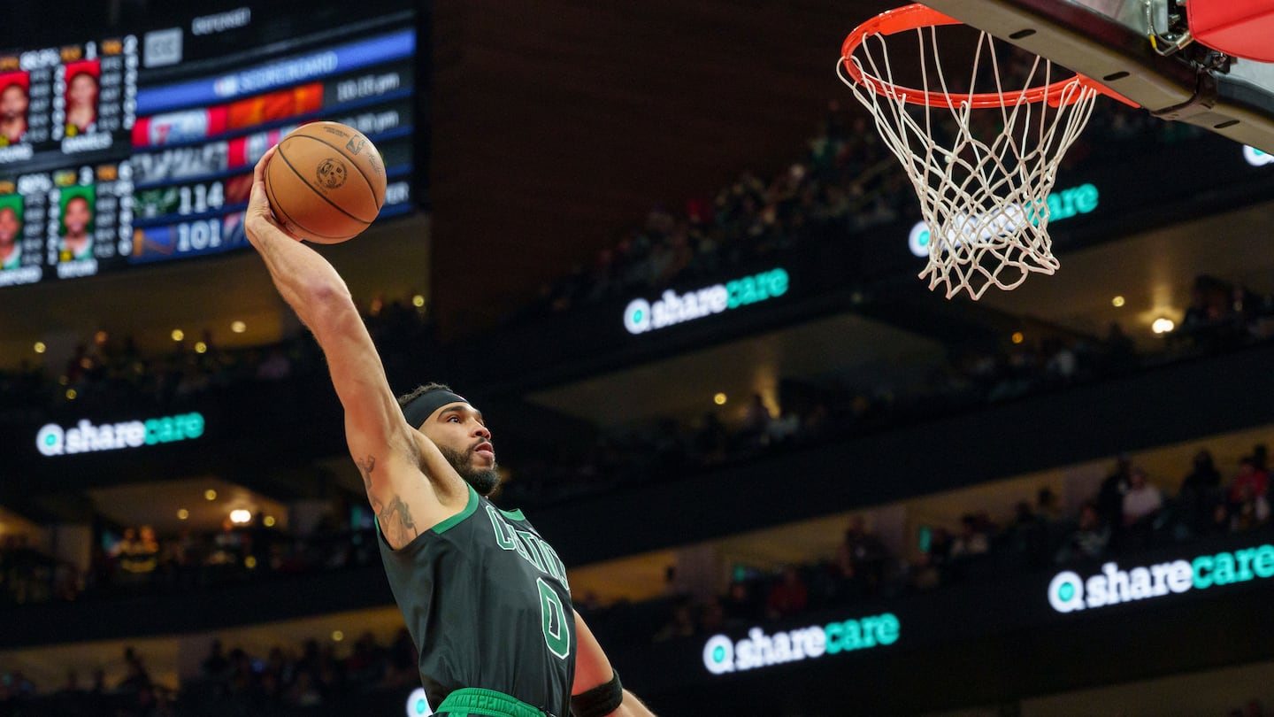 Jayson Tatum scored 26 of his 28 points in the first half as the Celtics finished off a a four-game road trip with a 30-point rout of the Hawks.