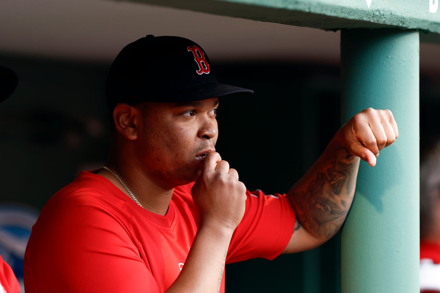 Red Sox third baseman Rafael Devers sat out the last nine days of the season because of a shoulder injury.