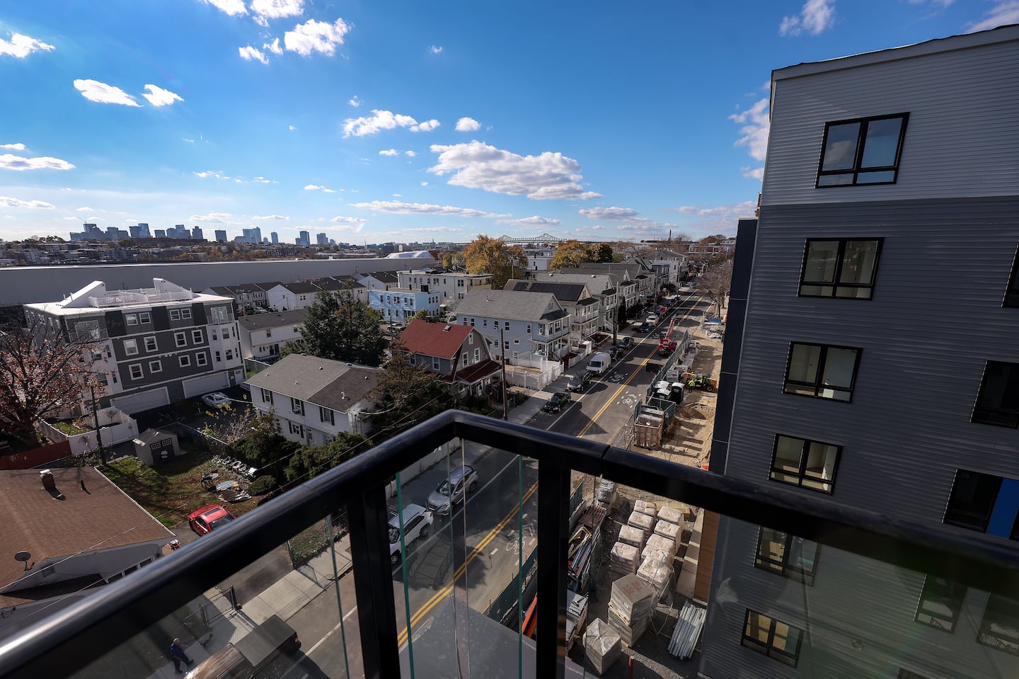 A view from the roofdeck of a new building in Chelsea that combines public housing for very-low-income tenants with market-rate apartments, an increasingly popular approach to redeveloping aging public housing stock in and around Boston.