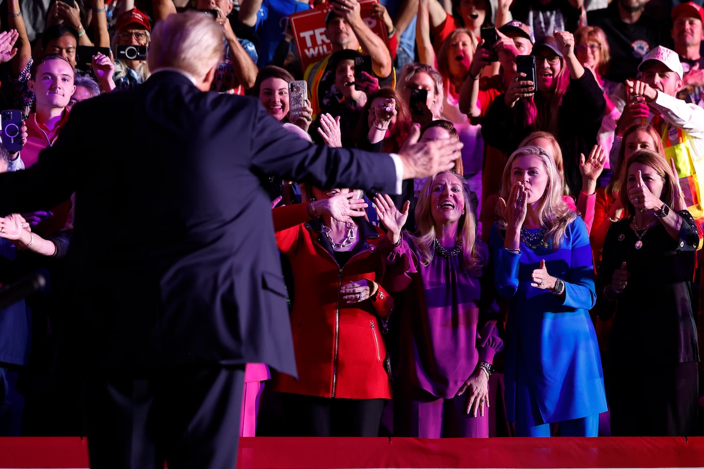 Donald Trump thanked the "North Carolina Girls," a group of women who attended many of his rallies, at the end of a rally three days before Election Day in Greensboro, NC.