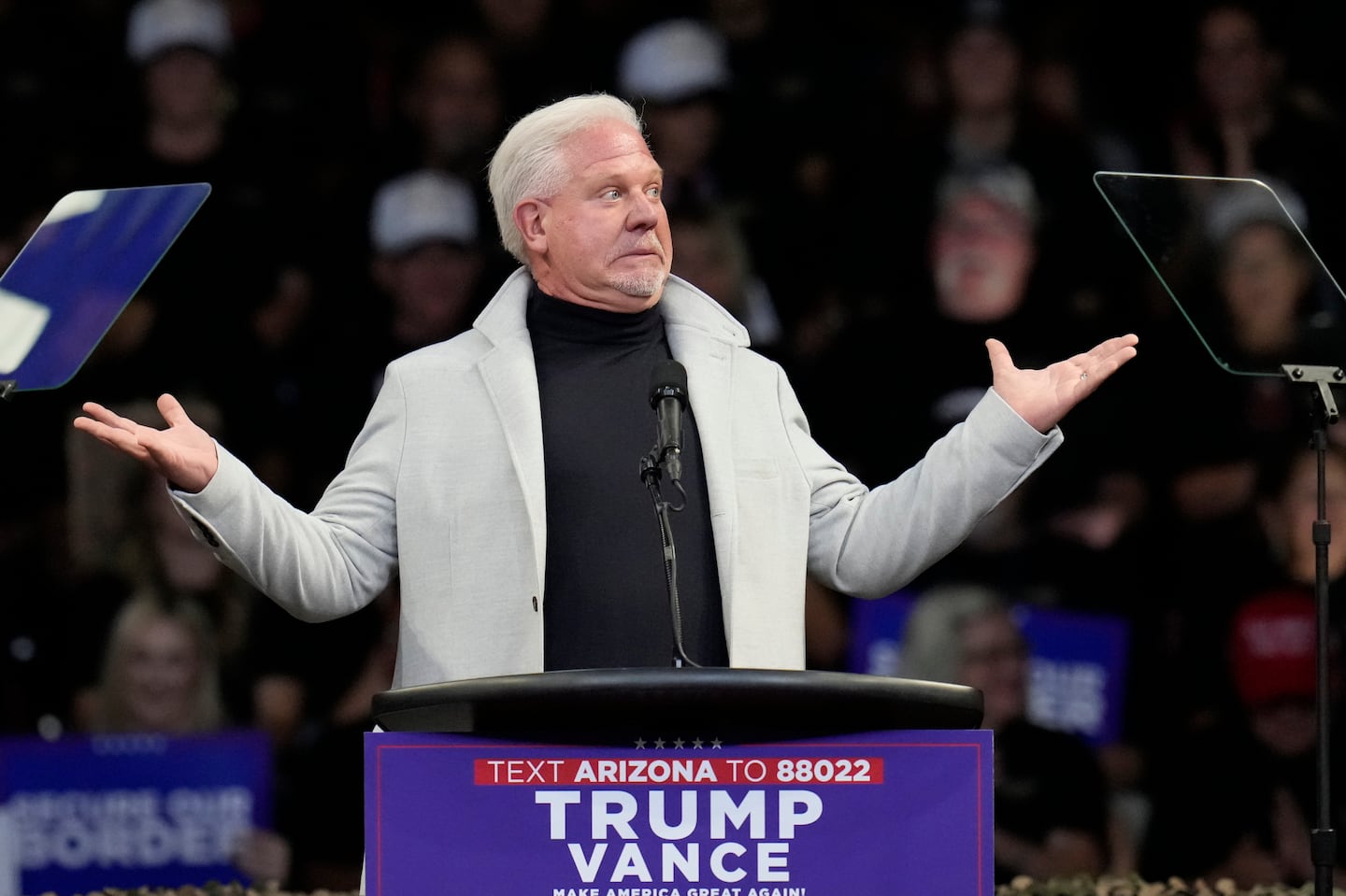 Glenn Beck, seen here at a Trump rally on Oct. 13, said in 2016 that Trump was “an immoral man who is absent decency or dignity” and that opposing him was the only “moral, ethical choice.”