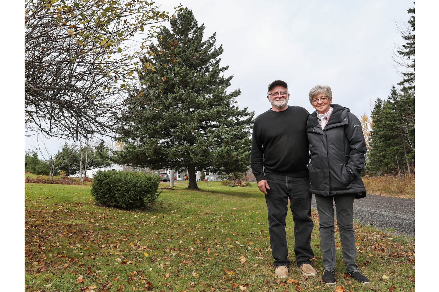 Hugh and Liz Ryan in front of this year’s Tree for Boston in Mattie Settlement, Antigonish County.