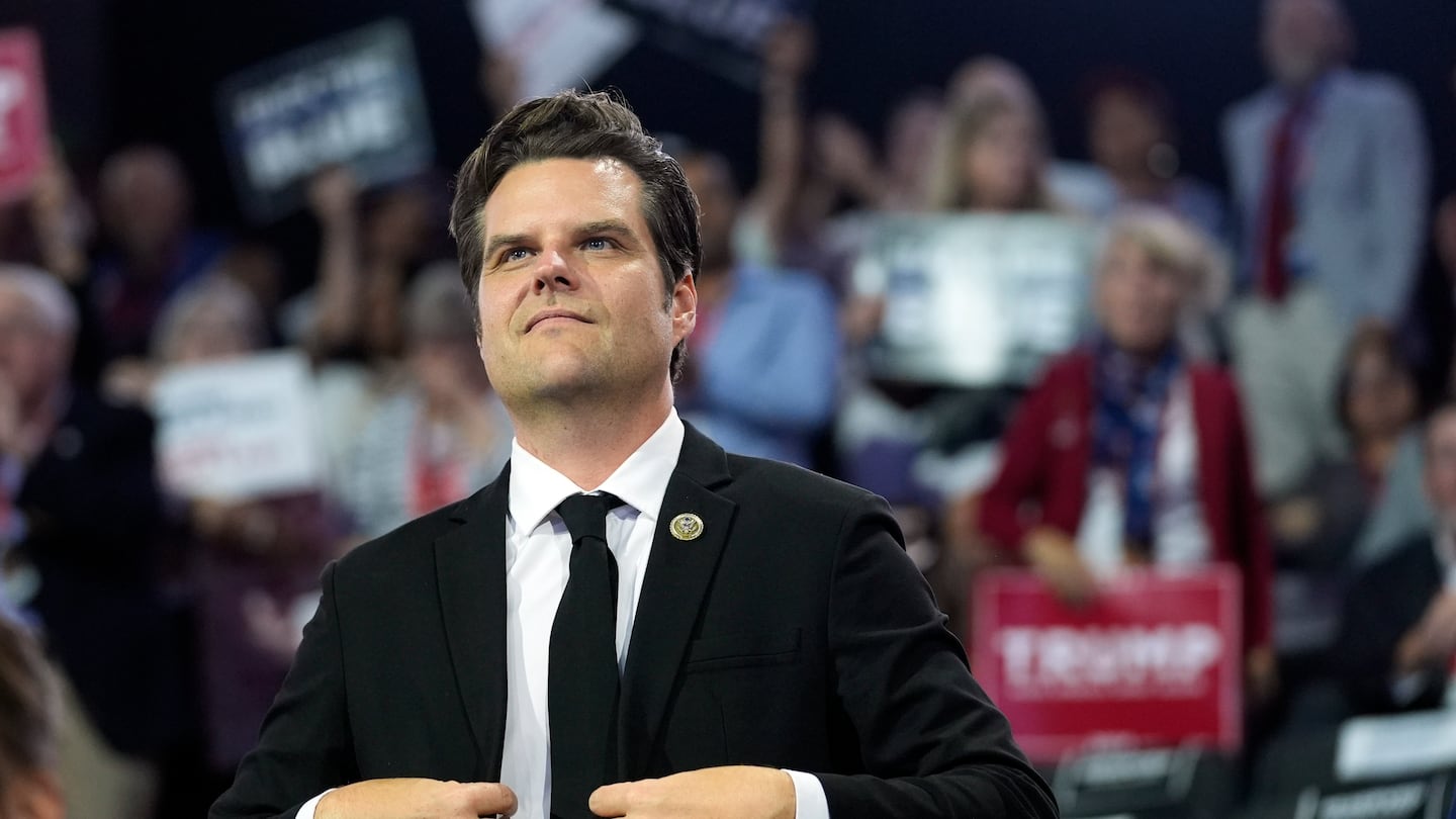 FILE - Rep. Matt Gaetz, R-Fla., arrives during the second day of the Republican National Convention at the Fiserv Forum, July 16, 2024, in Milwaukee. (AP Photo/Evan Vucci, File)